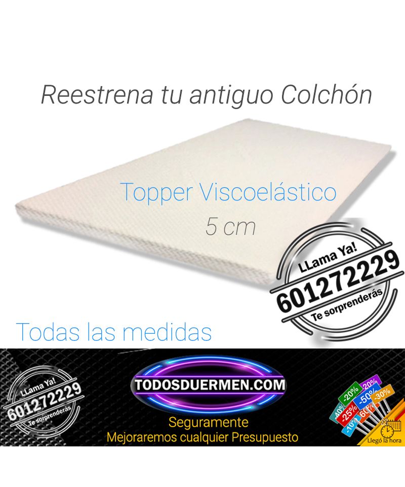 Topper Viscolástico 5 cm de confort- Sobre-Colchón Todos Duermen.com