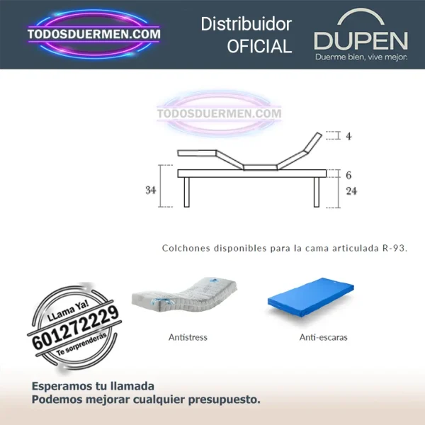 Cama Articulada Eléctrica Dupen R-93 - Todosduermen.com