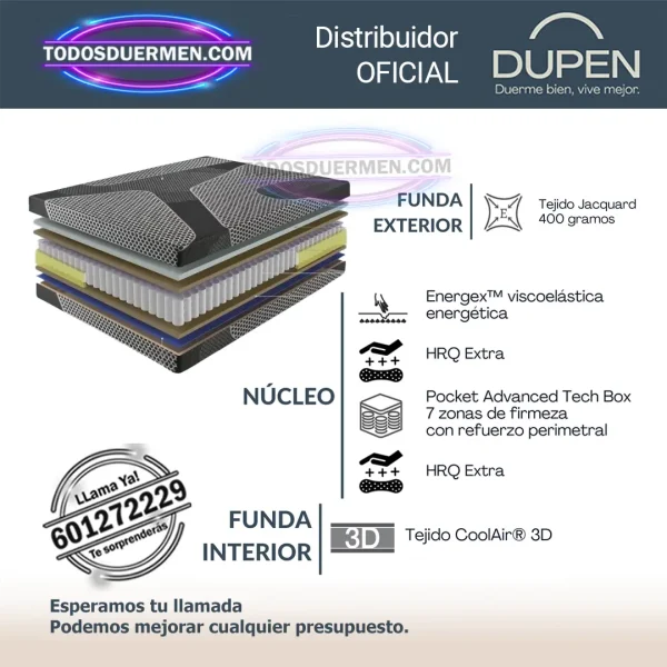 Colchon de Muelles Ensacados Dupen Black Moon - Todosduermen.com