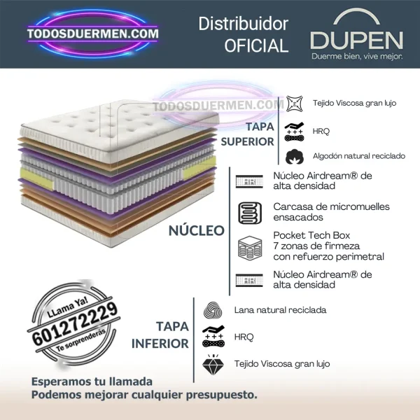 Colchones muelles ensacados Dupen Gold 33 cm - Magnífico - Imagen 5