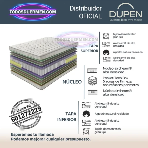 Colchón de Muelles Ensacados Dupen Sahara - Todosduermen.com
