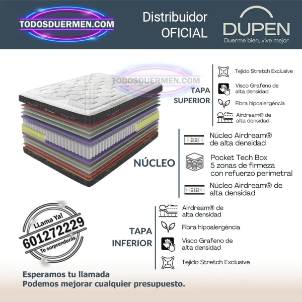 Colchones de Muelles Ensacados Titanium Tech Dupen 32 cm - Asombroso - Imagen 5