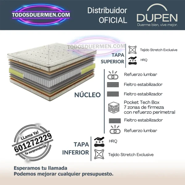 Colchón de Muelles Ensacados Dupen X-Firm - Todosduermen.com