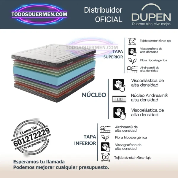 Colchones Viscoelasticos Memory Duo Dupen 32 cm - Irresistible - Imagen 5