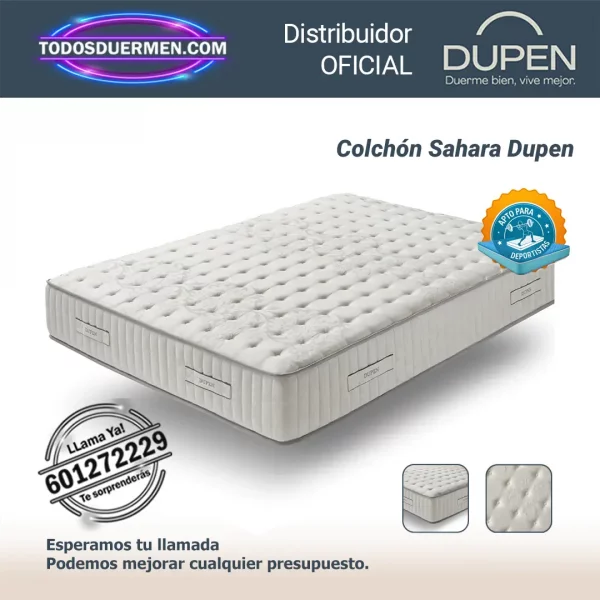 colchones de muelles ensacados sahara dupen 26 cm con firmeza alta y tejido stretch transpirable — Distribuidores Oficiales Dupen