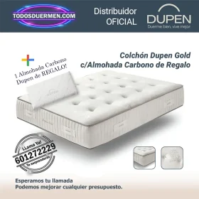 Colchones muelles ensacados Dupen Gold 33 cm junto a la almohada viscoelástica Carbono Dupen incluida de regalo.