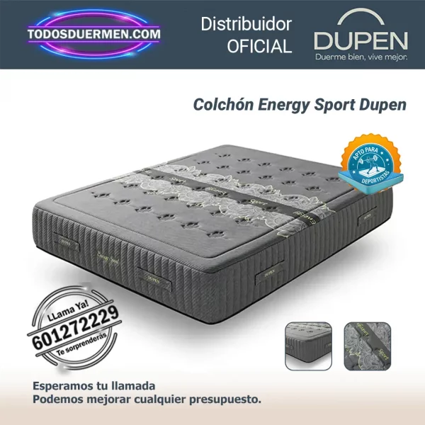 colchones de muelles ensacados energy sport dupen 30 cm con firmeza alta y soporte deportivo — Distribuidores Oficiales Dupen