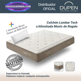 Colchones de Muelles Ensacados Lumbar Tech Dupen 28 cm de altura y refuerzo lumbar con almohada Monic dupen de regalo