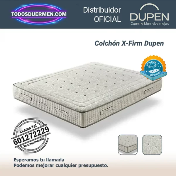 colchones de muelles ensacados x-firm dupen 26 cm con firmeza alta y soporte lumbar — Distribuidores Oficiales Dupen