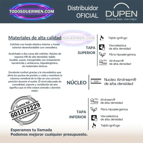 Colchón de Cuna de Bebé Dupen Viscocuna - todosduermen.com