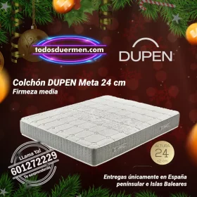 Imagen navideña del Colchon Dupen Meta 24 cm de firmeza media, presentado por TodosDuermen.com, Distribuidores Oficiales Dupen.