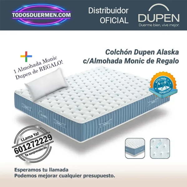 colchones viscoelasticos Alaska Dupen 28 cm con colchon Monic de regalo