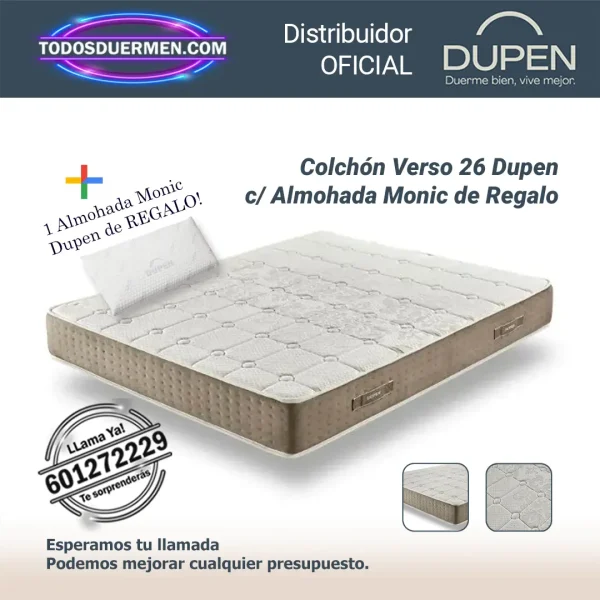 Colchones de muelles ensacados Verso Dupen 26 cm con almohada de regalo