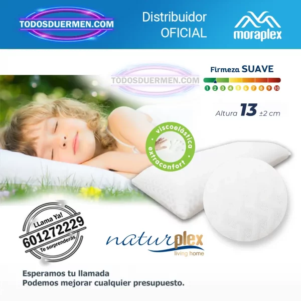 Almohada ViscoSoja de Moraplex hecha con materiales ecológicos, soporte ergonómico y frescura natural para un descanso saludable. — Distribuidores Oficiales Moraplex
