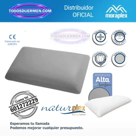 Almohada Visco XL de Moraplex con altura extra y soporte cervical ergonómico para un descanso confortable y fresco.