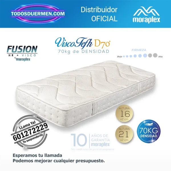 Colchón Viscoelástico + HR Moraplex ViscoElastic D70 - Todosduermen.com