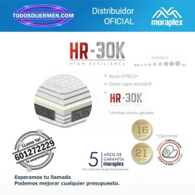 Colchón sin Muelles HR-30K Moraplex Nube 3.0 - Todosduermen.com
