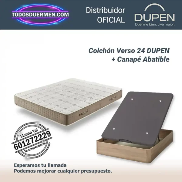Colchones de Muelles Ensacados Verso 24 Dupen con Canape Abatible Genova Plus — Distribuidores Oficiales Dupen