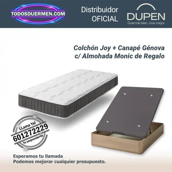 Colchones de muelles ensacados Joy Dupen 21 cm con canape Genova Plus — Distribuidores Oficiales Dupen