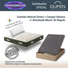 Colchones de Muelles Ensacados Natural Green Dupen 31 cm con Canape Abatible Genova Plus y alohada Monic de regalo