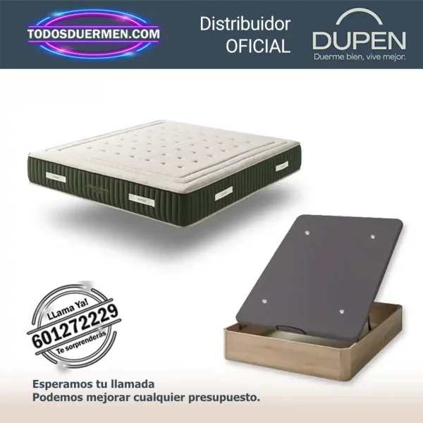 Colchones de Muelles Ensacados Natural Green Dupen 31 cm con Canape Abatible Genova Plus — Distribuidores Oficiales Dupen