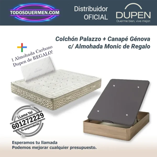 colchones de muelles ensacados palazzo dupen 31 cm con canape abatible y almohada Carbono de regalo