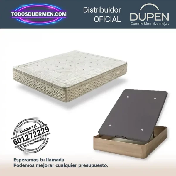 colchones de muelles ensacados palazzo dupen 31 cm con canape abatible — Distribuidores Oficiales Dupen