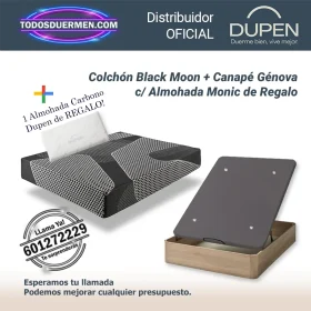 colchones de muelles ensacados black moon dupen 28 cm con canape abatible y almohada carbono de regalo