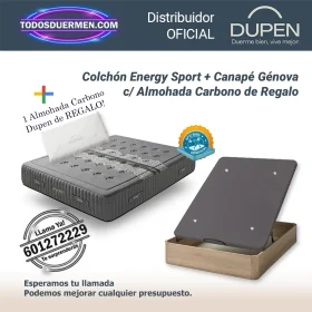 Colchones de Muelles Ensacados Energy Sport Dupen 30 cm con Canape Genova Plus y almohada Carbono de regalo