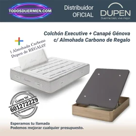 colchones de muelles ensacados executive dupen 33 cm con canape abatible genova plus, y almohada carbono de regalo, ideal para parejas