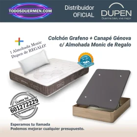 Colchones Viscoelasticos Dupen Grafeno 28 cm con Canape Abatible Génova Plus y almohada Monic de regalo.