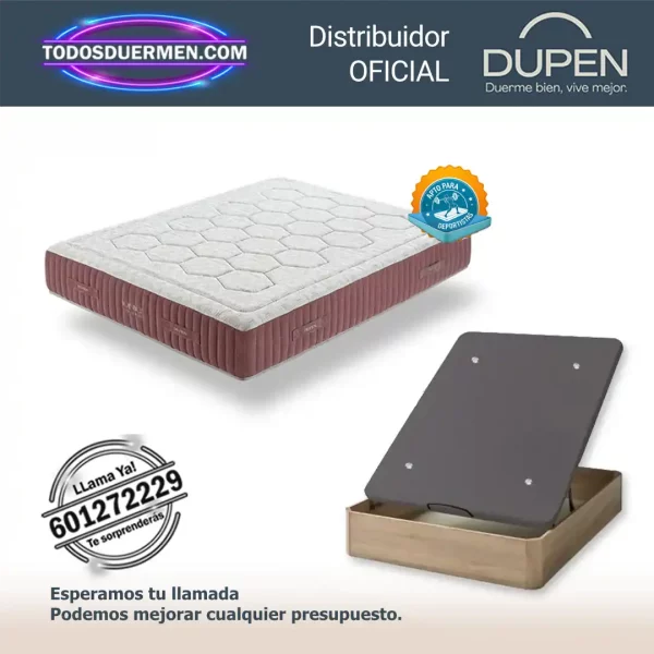 Colchones de Muelles Ensacados Ionic Balance Dupen 30 cm con canapé abatible Génova Plus — Distribuidores Oficiales Dupen