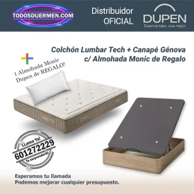 Colchones de Muelles Ensacados Lumbar Tech Dupen 28 cm con Canape Genova Plus y almohada Monic de regalo