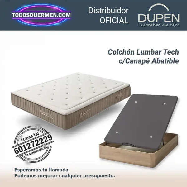 Colchones de Muelles Ensacados Lumbar Tech Dupen 28 cm con Canape Genova Plus — Distribuidores Oficiales Dupen