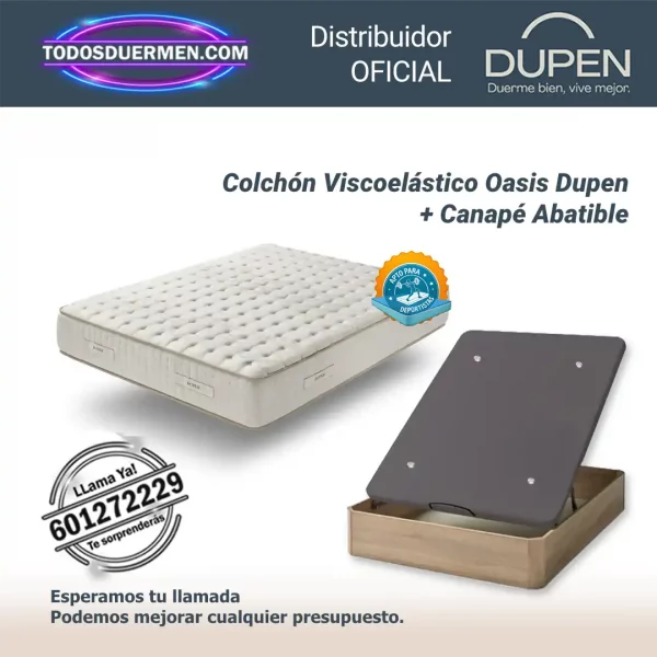 Colchones Viscoelasticos Oasis Dupen 25 cm con Canape Abatible Genova Plus — Distribuidores Oficiales Dupen