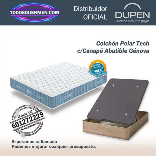 Colchones de Muelles Ensacados Polar Tech Dupen 31 cm con Canape Abatible Genova Plus — Distribuidores Oficiales Dupen