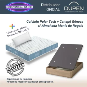 Colchones de Muelles Ensacados Polar Tech Dupen 31 cm con Canape Abatible Genova Plus y almohada Monic de regalo