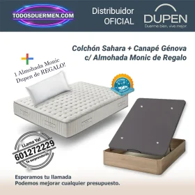 Colchones de Muelles Ensacados Sahara Dupen 26 cm con Canape Abatible y almohada Monic de regalo.