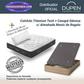 Colchones de muelles ensacados Titanium Tech Dupen 32 cm con canape abatible Génova Plus con almohada Monic de regalo