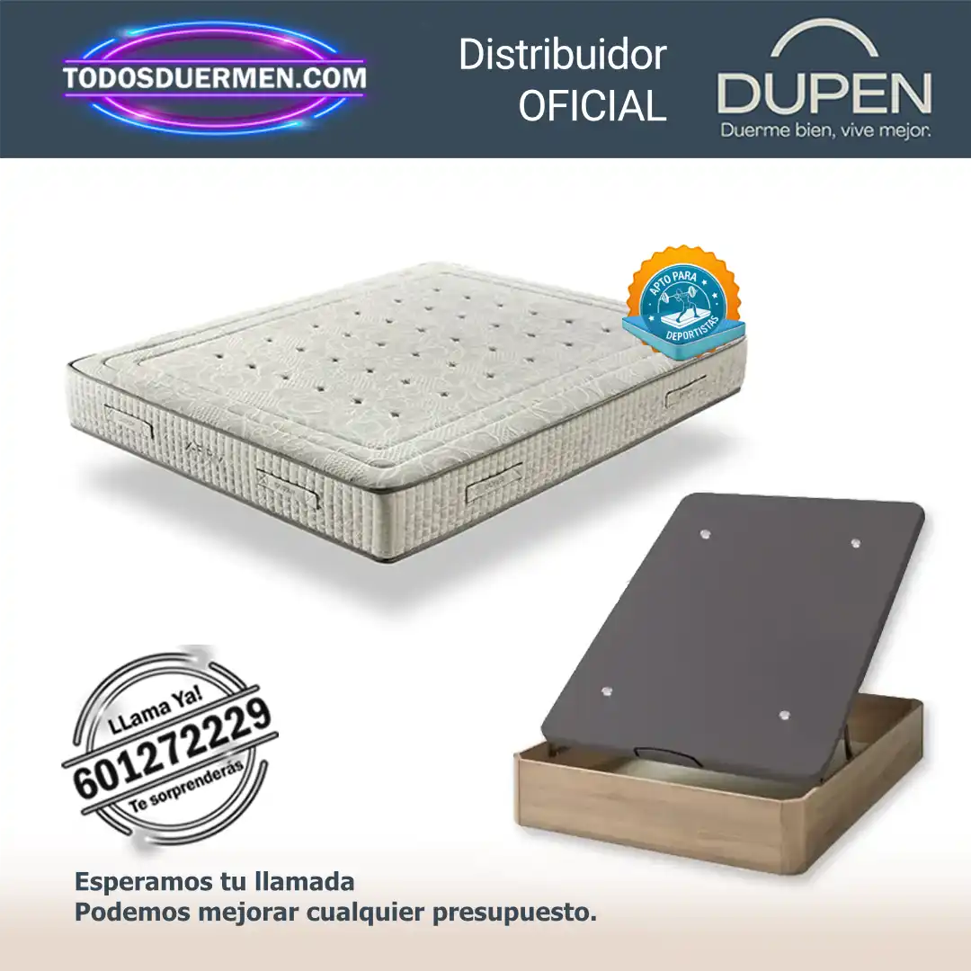 Colchones de muelles ensacados X-Firm Dupen 26 cm con canapé abatible — Distribuidores Oficiales Dupen