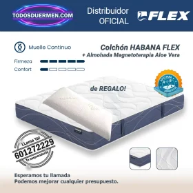 Colchones de muelles continuos Habana Flex 29 cm con muelles continuos Multielastic y tejido transpirable, con almohada magnetoterapia de regalo