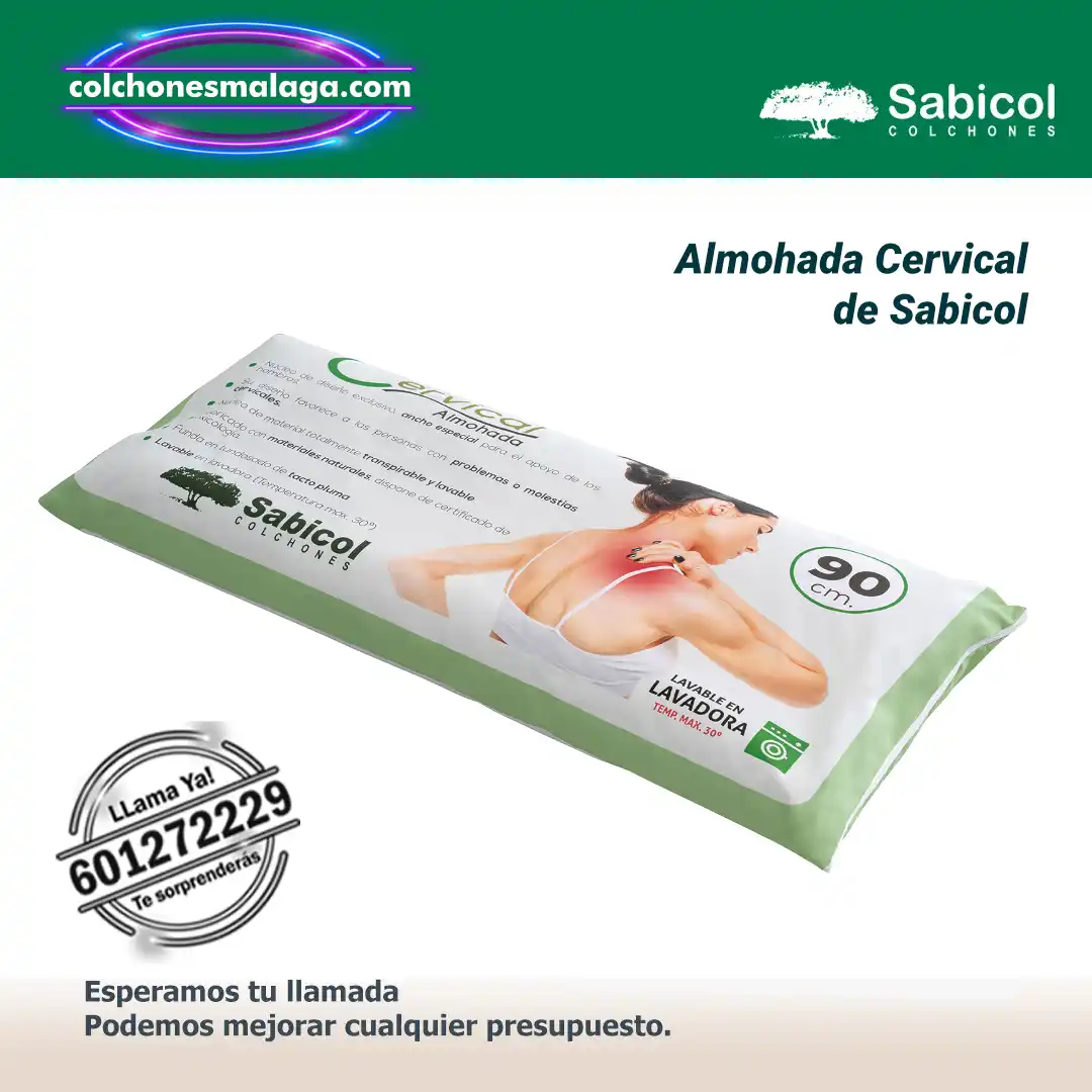 almohada cervical lavable sabicol viscoelastica con forma anatomica y funda desmontable