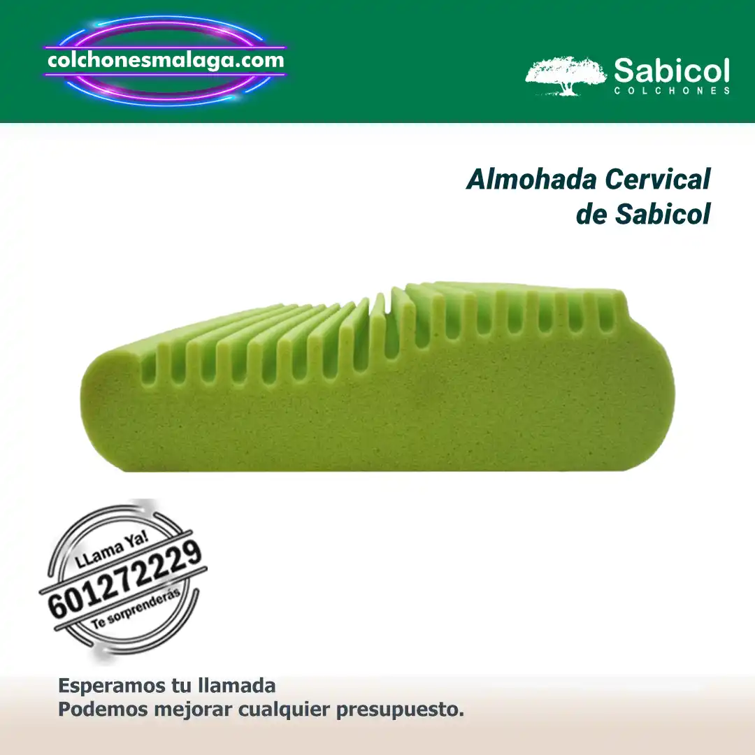 almohada cervical lavable sabicol viscoelastica con forma anatomica y funda desmontable