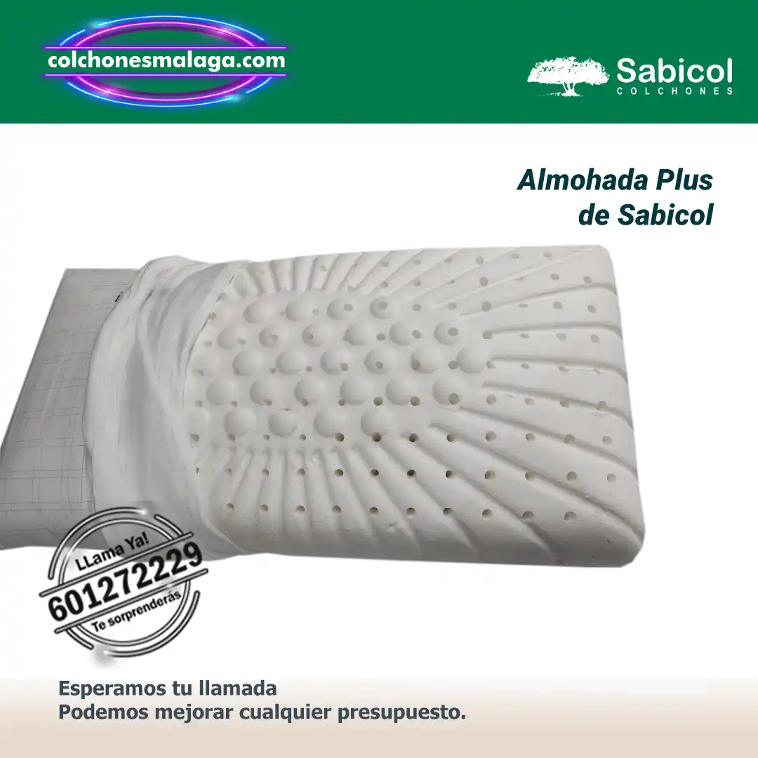 almohada plus sabicol viscoelastica con mayor altura y soporte cervical firme