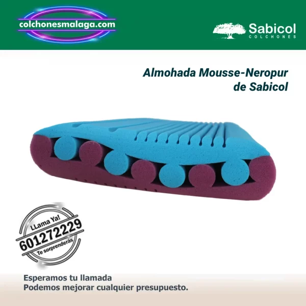 almohada mousse neropur sabicol viscoelastica con nucleo adaptable y efecto relajante natural — Distribuidores Oficiales Sabicol