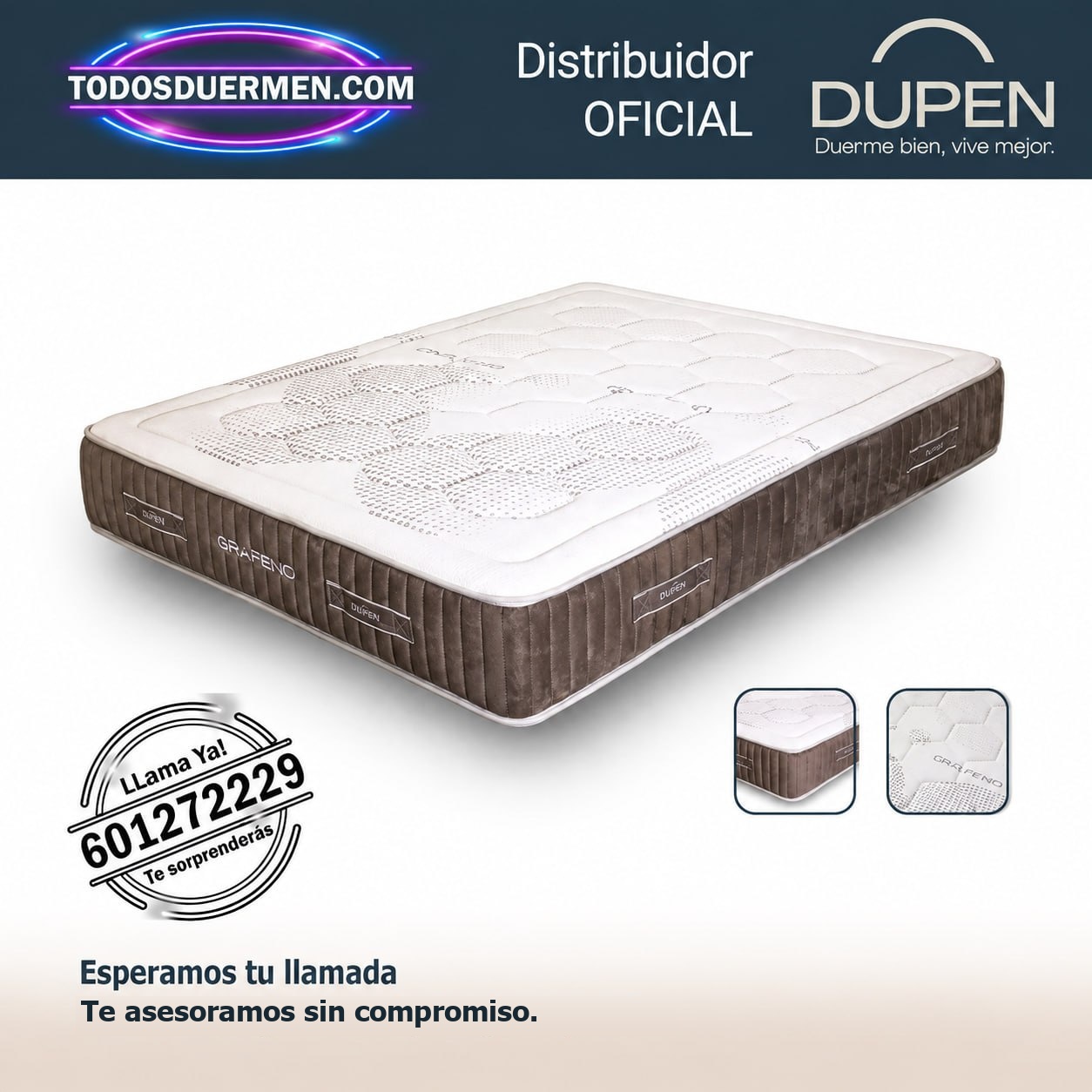 Colchon Dupen Grafeno 28 cm - Distribuidor Oficial Dupen - TodosDuermen.com