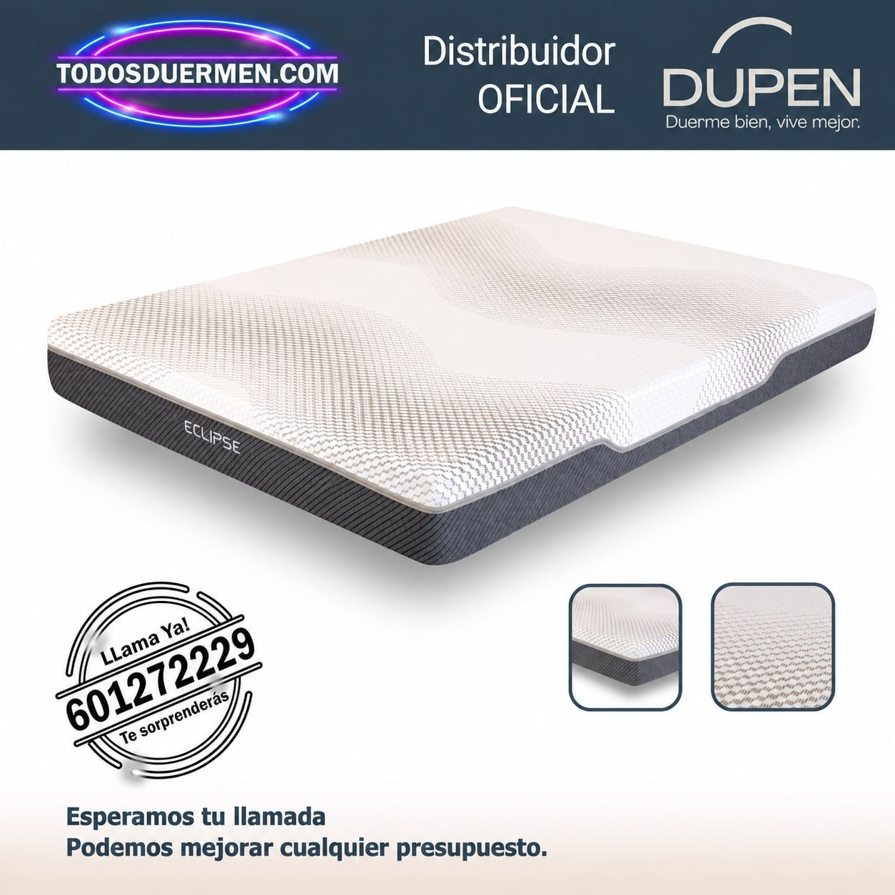 Colchón Dupen Eclipse 20 cm - Distribuidor Oficial Dupen - TodosDuermen.com