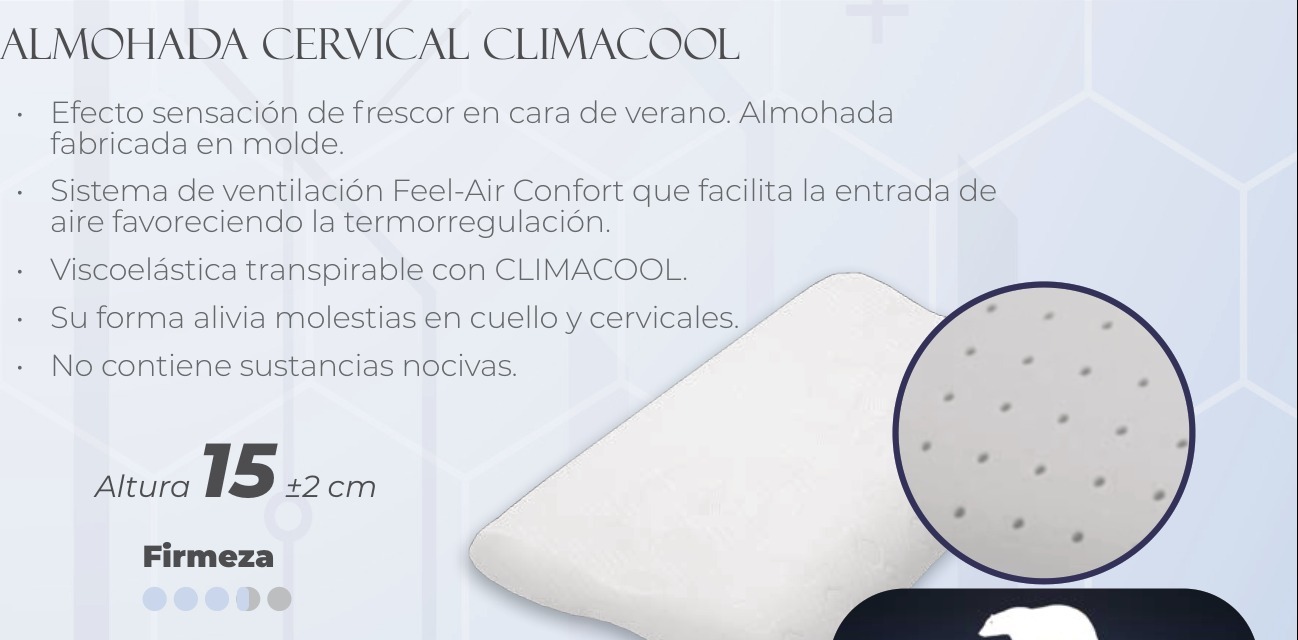 Ficha del catálogo de Moraplex: Almohada Cervical Climacool Moraplex