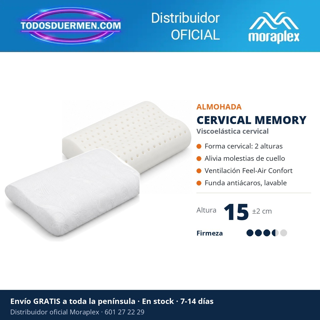 Almohada Cervical Viscoelastica Memory Moraplex