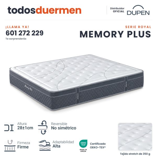 Colchón Memory Plus de Dupen, viscoelástico, 28 cm